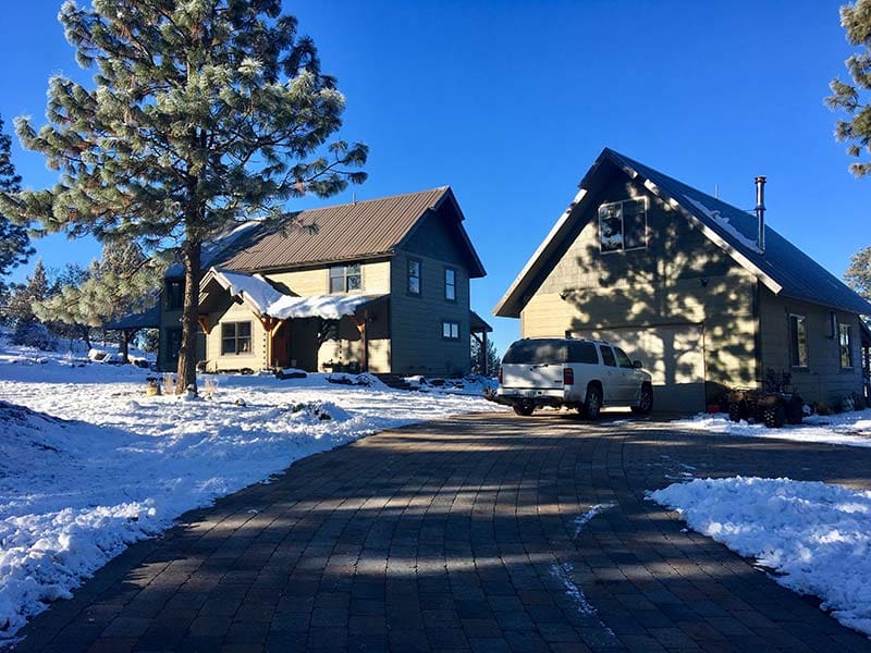 timber frame home in the winter oregon 