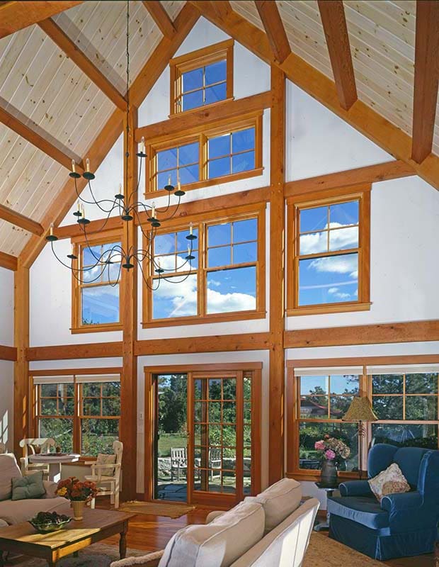 marthas vineyard timber frame great room 