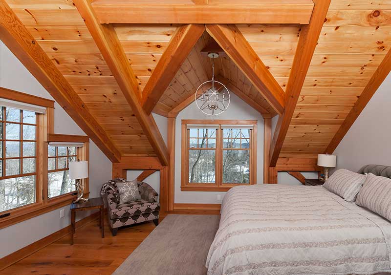 timber frame master bedroom