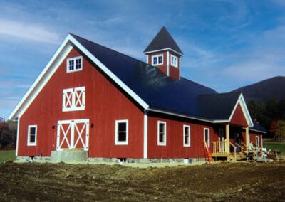 Construction of red barn in vermont