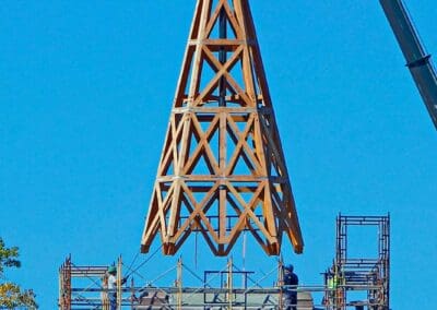 Crane placing Steeple atop Grace Episcopal Church