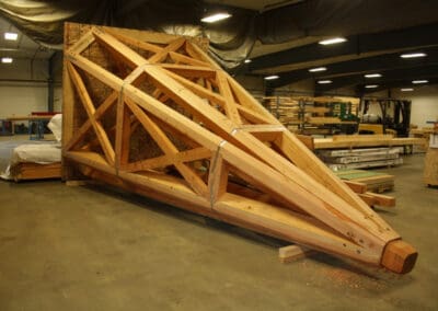 Steeple being constructed inside the Davis Frame shop