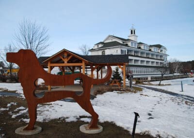 Pavilion with snow covering surrounding ground