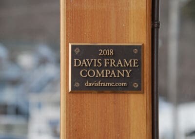 Davis Frame Company plaque on pavilion