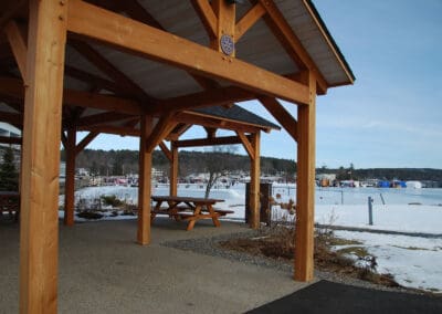 Pavilion with snow covering surrounding ground