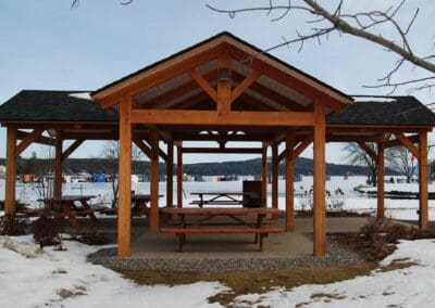 Pavilion with snow covering surrounding ground